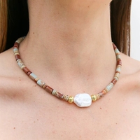 Delicado Collar de Verano con Cuentas de Cristal de Cuarzo y Perlas Barrocas, Collares Hechos a Mano para Mujer, Regalo