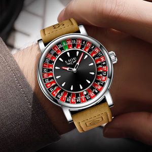 <span class=keywords><strong>Montre</strong></span> LIGE LG89161 Roulette 45 mm pour <span class=keywords><strong>homme</strong></span>, bracelet en cuir suédé marron, disque de jeu de luxe, étanche, lumineuse, avec boîte cadeau - Product Image 5