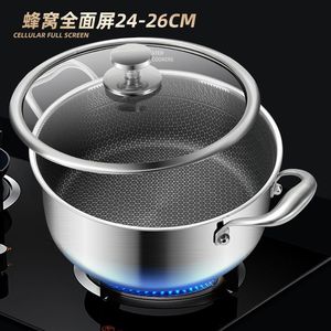 Olla para sopa de acero inoxidable de 1 litro, compatible con inducción, con tapa y doble asa para cocinar en el hogar - Product Image 2