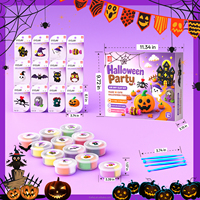 Kit de Breloques en Argile pour Enfants Halloween - Ensemble d'Argile Ultra Légère 12 Couleurs, DIY Jack O'Lantern, Fantôme, Chauve-souris, EN71 ASTM