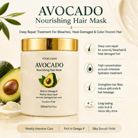 Soin capillaire naturel à l'avocat, huile pressée à froid en gros, système de réparation pour cheveux secs et crépus, gamme de soins capillaires personnalisée OEM