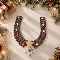 Bavoir pour animaux de compagnie style coréen Étoile de Noël, à rayures et petit nœud papillon, pour chats et chiens, mignon, protège-salive et cache-cou, toutes saisons
