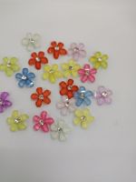 100 Breloques Mini Fleurs en Résine avec Strass, Fleurs Plates de 10 mm en Résine pour Nail Art, Décoration Artisanale DIY