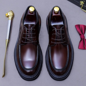 Chaussures Derby pour Hommes en Cuir de Vachette, Formelles, de Mariage, Brillantes, Haut de Gamme, Faites à la Main, à Semelle Épaisse, à Lacets, Rehaussantes - Product Image 2
