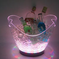 Seau à glace LED clignotant en acrylique 4L, refroidisseur de vin portable, bac à boissons fantaisie pour bar, fête, vodka, whisky, logo personnalisé