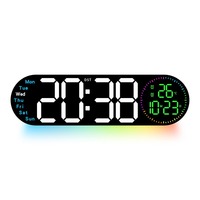 华阳现代 LED 数字挂钟 5509 超大显示屏，带双闹钟倒计时器，适合家庭办公室装饰