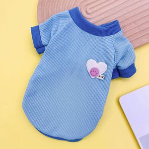 Pull en coton tricoté gaufré pour chien, couleur unie, motif cœur mignon, pour petits chiens, vêtements d'automne - Product Image 2
