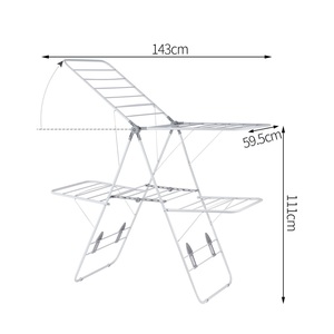 Tendederos de pie para balcón, de suelo a techo, con colgadores aerodinámicos ajustables, modernos, para edredones, venta al por mayor para el hogar - Product Image 1