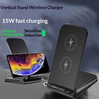 Chargeur sans fil vertical 15W/20W à charge rapide, double bobine, support de téléphone portable horizontal de bureau, port Type-C
