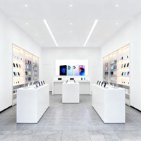Étui pour téléphone portable, accessoires pour tablette, vitrine simple, centre commercial, réparation de téléphones portables, mur de magasin de téléphonie mobile, vitrine de téléphone avec panneau à lattes