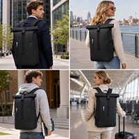 Sac à dos imperméable à enroulement personnalisé, grande capacité, pour ordinateur portable, en nylon durable, pour homme, idéal pour le quotidien, les affaires, l'école et les voyages
