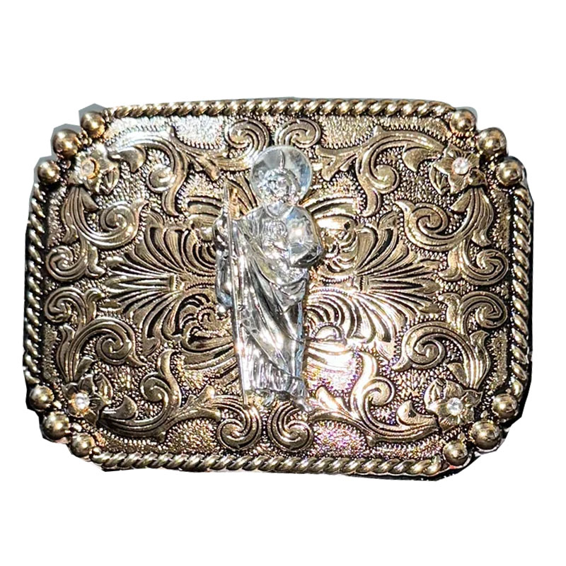 Western Ranger Belt Antique Gold Engraved Buckle Set Oil Tanned Genuine Cowhide Leather Belt