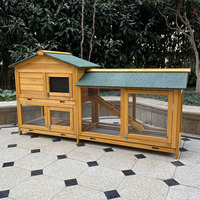 Jaula y Casa para Conejos Echo Outdoor, Gallinero y Nido para Palomas, Resistente a la Lluvia y a la Corrosión, Estructura de Madera de Abeto, Modelo 75