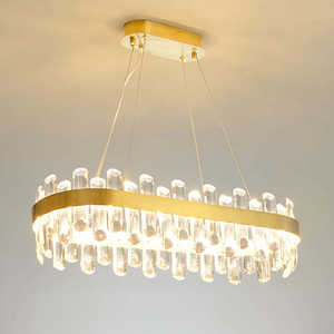 Zèle éclairage moderne créatif or arrondi cristal plafond lustre suspension pour table à manger - Product Image 1