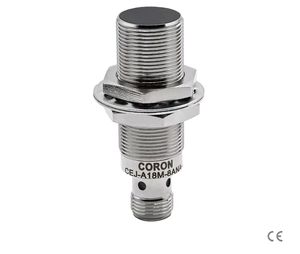 Sensor de Proximidad Inductivo de Detección de Metal Completo NPN NO de 8mm 10-30VDC M18 Empotrado Modelo CORON CEJ-A18M-8ANA-G - Product Image 1