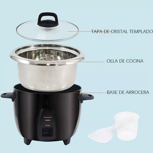 Pentola elettrica per riso in acciaio inossidabile con capacità da 10 tazze (5 tazze poco cotta), il colore nero per le zuppe include il misurino - Product Image 5