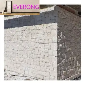 자연 분할 느슨한 바위 직면 사각형 모양 흰색 사암 성 선반 돌 벽 클래딩 용