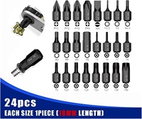 Jeu de 24 embouts de tournevis magnétiques ultra-courts de 18 mm, embouts hexagonaux, cruciformes, fendus et Torx pour perceuse électrique et tournevis manuel