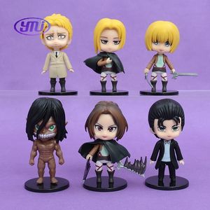 6 estilos Attack on 2nd Gen Eren <span class=keywords><strong>Levi</strong></span> <span class=keywords><strong>Mikasa</strong></span> figura modelo estatua coleccionable Anime decoración regalo muñeca juguete de acción Titan Set - Product Image 1