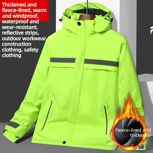Men's Breathable Thickened Zipper Jacket with Wool/Silk Material Seamless Fusing for Outdoor Work Construction Fleece Insulation