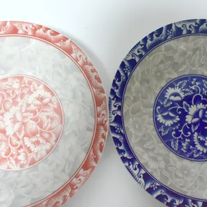 Porcelain ceramic soup fruit 8inch ceramic plates with pad printing China blue basic design