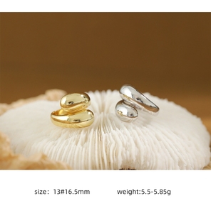 INS Trendy Fine Jewelry Niche Design S925 <strong>Sterling</strong> <strong>Silver</strong> <strong>Ring</strong> 18K Gold Plated Water Drop Versatile <strong>Silver</strong> <strong>Adjustable</strong> <strong>Ring</strong> Women - Product Image 4