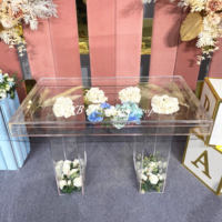 Meubles de mariage de luxe transparents personnalisés en usine table basse à gâteau transparente table d'événement de mariage en acrylique avec fleurs table de fête