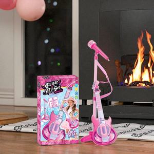 กีตาร์ของเล่นเด็กแบบไฟฟ้า วัสดุพลาสติก ABS พร้อมไมโครโฟน สำหรับร้องเพลงและเล่นดนตรีร็อค - Product Image 6