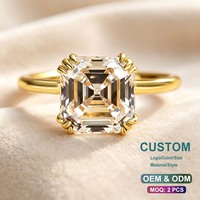 Anpassbare Asscher-Schliff 2ct GRA-Zertifizierte Moissanit-Ringe für Damen Verlobung Hochzeit Personalisierter Maßgeschneiderter Schmuck