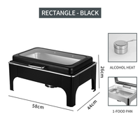 Luxuriöses schwarzes Edelstahl-Hydraulik-Chafing-Dish-Buffet-Set (9L) für Hotel- und Restaurant-Frühstücksausstattung