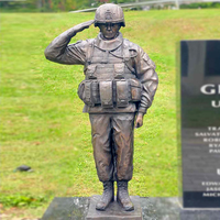 Sculptures de guerre contemporaines personnalisées, statue de soldat en bronze grandeur nature sur le thème du métal