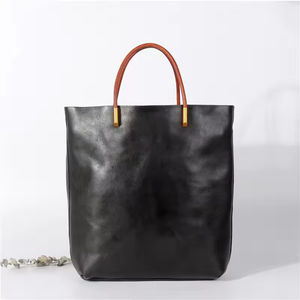 Sac pour femme en cuir de vachette première couche de haute qualité sac à main rétro sac fourre-tout à bandoulière niche design littéraire - Product Image 1