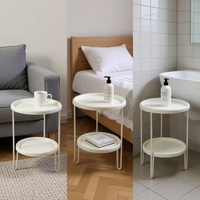 Table d'appoint ronde minimaliste élégante à double niveau pour salon et chambre