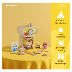 Machine à café en bois pour enfants Muwantu, <span class=keywords><strong>jouet</strong></span> de simulation, ensemble d'accessoires de <span class=keywords><strong>cuisine</strong></span> pour tout-petits, certifié EN71, commandes simulées - Product Image 2