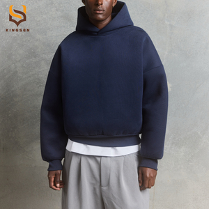 Sudadera con Capucha Negra de Felpa Francesa para Hombre, 500 g/m², de Alta Calidad, Lisa, para Diseño Gráfico Personalizado, Corte Holgado, Hombros Caídos, Talla Grande - Product Image 1