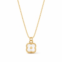 Collier à breloque trèfle délicat en forme de coquillage, plaqué or 18 carats, en acier inoxydable, bijoux de mode, vente en gros, prêt à expédier