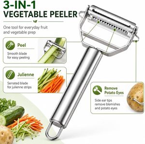 2 Pcs Stainless Steel Multifunctional Vegetable Potato <b>Peeler</b> <b>Julienne</b> <b>Peeler</b> - Product Image 5