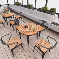 Table à manger d'extérieur moderne ensemble de chaises cadre en aluminium design en bois massif mobilier d'extérieur décontracté cour jardin terrasse