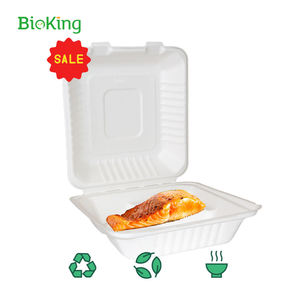 Boîte de restauration rapide à clapet biodégradable à emporter sans PFAS 9x6 jetable canne à sucre bagasse à clapet DDP USA - Product Image 3