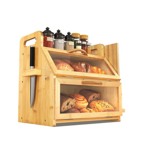 Boîte à pain en bambou pour comptoir de cuisine avec couvercle et poignée, boîte à pain en bois massif pour la fraîcheur - Product Image 5