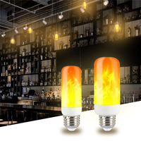 Ampoules LED à effet de flamme, 4 modes, effet inversé, culot E27, AC, à intensité variable, flamme vacillante, intérieur/extérieur, jardin, blanc chaud 3500K
