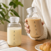 Bouteille d'eau en verre borosilicate transparent de 16 oz avec paille et couvercle hermétique en plastique pour filles - Vente en gros
