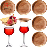 Mini verre à vin en bois d'acacia de 4 "pour les fêtes de Noël, les réunions de famille, les bars et les restaurants.