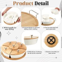 Plateau de service rotatif de luxe en céramique avec 5 compartiments amovibles pour chips et trempettes – Style Lazy Susan