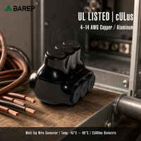 Connecteur de câblage multi-branche homologué CULus BAREP QMS-S4-3, 4-14 AWG, double classification Cu/Al pour tableau électrique et câblage de circuit de branche