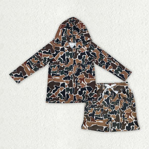 Ensemble de vêtements pour enfants RTS, chemise à capuche en coton et élasthanne à imprimé camouflage de chasse, short décontracté pour bébé garçon, 2 pièces - Product Image 1