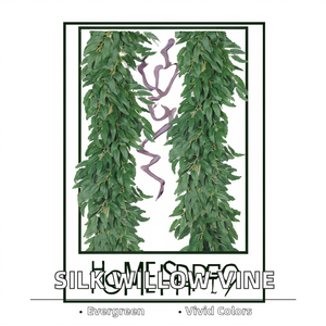 Feuilles de Saule Artificielles Brindilles de Vigne 2Pcs 6Ft Faux Plante Suspendue Soie Saules Feuille Lierre Guirlande Faux Italien Ruscus Verdure - Product Image 3