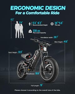 Bicicleta Eléctrica Híbrida Retro Eahora Romeo 2 52v 60ah 2500w, Bicicleta Eléctrica de Carretera y Montaña con Llantas Gruesas - Product Image 4