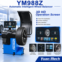 Équilibreuse de roues de voiture entièrement automatique YM988Z avec indication laser, fréquence variable, certifiée CE, moteur 250W, alimentation 220V