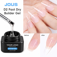 JOUS Gel de construction transparent à séchage rapide, sans chaleur et sans HEMA, 1 kg, Gel de construction acrylique pour extension d'ongles, Résine, Gel de construction russe en bouteille